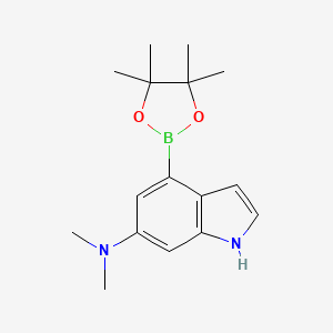 molecular formula C16H23BN2O2 B13693462 N,N-Dimethyl-4-(4,4,5,5-tetramethyl-1,3,2-dioxaborolan-2-YL)-1H-indol-6-amine CAS No. 1352796-66-7