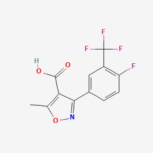 molecular formula C12H7F4NO3 B13693656 3-[4-Fluoro-3-(trifluoromethyl)phenyl]-5-methylisoxazole-4-carboxylic Acid 