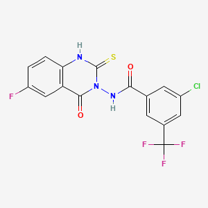 molecular formula C16H8ClF4N3O2S B13693812 3-Chloro-N-(6-fluoro-4-oxo-2-thioxo-1,2-dihydroquinazolin-3(4H)-yl)-5-(trifluoromethyl)benzamide 