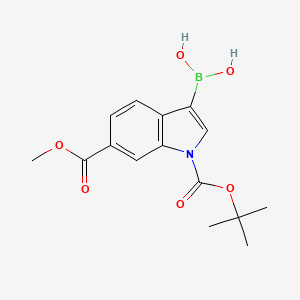 molecular formula C15H18BNO6 B13693815 1-Boc-6-(methoxycarbonyl)-1H-indole-3-boronic Acid 