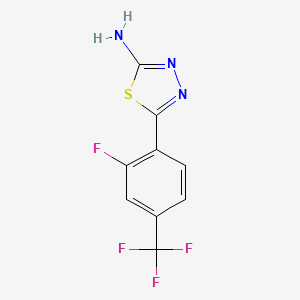 molecular formula C9H5F4N3S B13694019 5-[2-Fluoro-4-(trifluoromethyl)phenyl]-1,3,4-thiadiazol-2-amine 