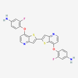 molecular formula C26H16F2N4O2S2 B13694102 4,4'-[[2,2'-Bithieno[3,2-b]pyridine]-7,7'-diylbis(oxy)]bis(3-fluoroaniline) 