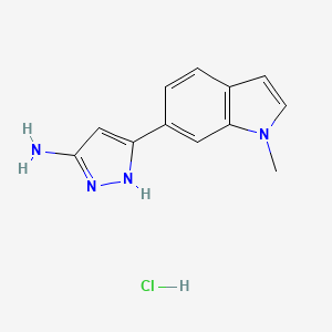 molecular formula C12H13ClN4 B13694139 3-Amino-5-(1-methyl-6-indolyl)pyrazole Hydrochloride 