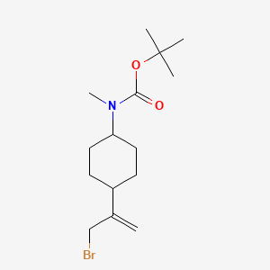 molecular formula C15H26BrNO2 B13694205 trans-N-Boc-4-(3-bromo-1-propen-2-yl)-N-methylcyclohexanamine 