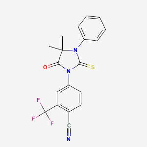 molecular formula C19H14F3N3OS B1369429 4-[3-Phenyl-4,4-dimethyl-5-oxo-2-thioxoimidazolidin-1-yl]-2-trifluoromethylbenzonitrile 