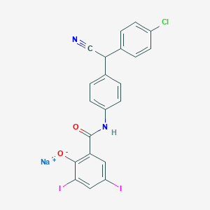 molecular formula C21H12ClI2N2NaO2 B13694322 Sodium 2-[[4-[(4-Chlorophenyl)(cyano)methyl]phenyl]carbamoyl]-4,6-diiodophenolate 