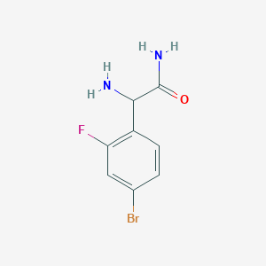 molecular formula C8H8BrFN2O B13694383 2-Amino-2-(4-bromo-2-fluorophenyl)acetamide 