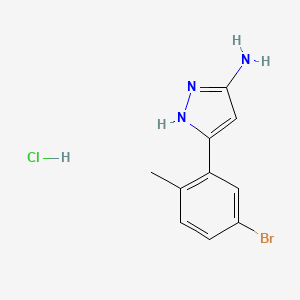 molecular formula C10H11BrClN3 B13694399 3-Amino-5-(5-bromo-2-methylphenyl)pyrazole Hydrochloride 