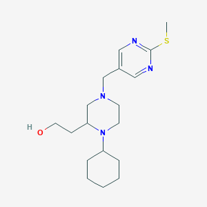 molecular formula C18H30N4OS B1369454 2-(1-Cyclohexyl-4-{[2-(methylthio)pyrimidin-5-yl]methyl}piperazin-2-yl)ethanol 