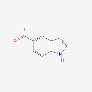 molecular formula C9H6INO B13694556 2-iodo-1H-indole-5-carbaldehyde 