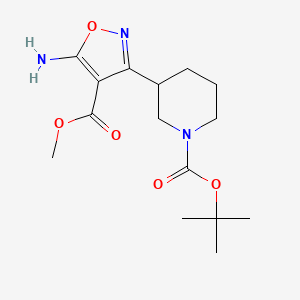 molecular formula C15H23N3O5 B13694587 Methyl 5-Amino-3-(1-Boc-3-piperidyl)isoxazole-4-carboxylate 