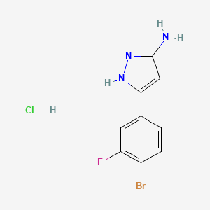 molecular formula C9H8BrClFN3 B13694615 3-Amino-5-(4-bromo-3-fluorophenyl)pyrazole Hydrochloride 