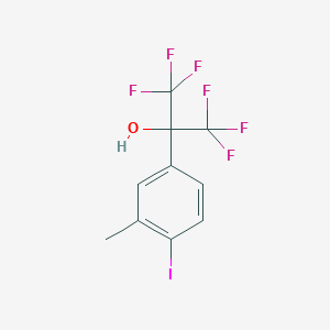 molecular formula C10H7F6IO B13694686 1,1,1,3,3,3-Hexafluoro-2-(4-iodo-3-methylphenyl)-2-propanol 