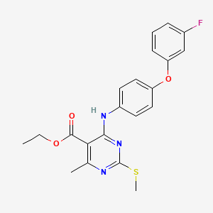 molecular formula C21H20FN3O3S B13694698 Ethyl 4-[[4-(3-Fluorophenoxy)phenyl]amino]-6-methyl-2-(methylthio)pyrimidine-5-carboxylate 