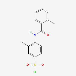 molecular formula C15H14ClNO3S B13694795 3-Methyl-4-(2-methylbenzamido)benzene-1-sulfonyl Chloride 