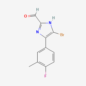 molecular formula C11H8BrFN2O B13694809 5-Bromo-4-(4-fluoro-3-methylphenyl)imidazole-2-carbaldehyde 