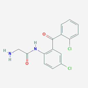 molecular formula C15H12Cl2N2O2 B1369491 2-amino-N-[4-chloro-2-(2-chlorobenzoyl)phenyl]acetamide 