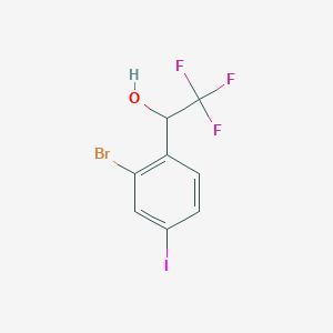 molecular formula C8H5BrF3IO B13695050 2-Bromo-4-iodo-alpha-(trifluoromethyl)benzyl Alcohol 