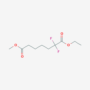 molecular formula C10H16F2O4 B13695214 1-Ethyl 7-methyl 2,2-difluoroheptanedioate 