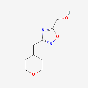 molecular formula C9H14N2O3 B13695258 [3-[(Tetrahydro-2H-pyran-4-yl)methyl]-1,2,4-oxadiazol-5-yl]methanol 