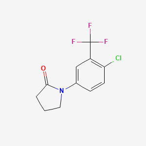 molecular formula C11H9ClF3NO B13695384 1-[4-Chloro-3-(trifluoromethyl)phenyl]-2-pyrrolidinone 