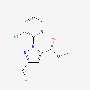 molecular formula C11H9Cl2N3O2 B13695397 Methyl 3-(chloromethyl)-1-(3-chloropyridin-2-yl)-1H-pyrazole-5-carboxylate CAS No. 1247712-63-5