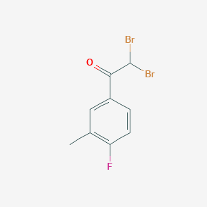 molecular formula C9H7Br2FO B13695499 2,2-dibromo-1-(4-fluoro-3-methylphenyl)ethanone 