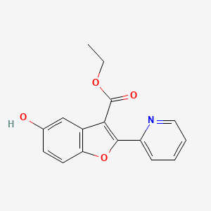 molecular formula C16H13NO4 B13695595 Ethyl 5-Hydroxy-2-(2-pyridyl)benzofuran-3-carboxylate 