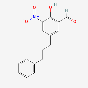 molecular formula C16H15NO4 B13695611 2-Hydroxy-3-nitro-5-(3-phenylpropyl)benzaldehyde 