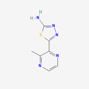 molecular formula C7H7N5S B13695624 2-Amino-5-(3-methyl-2-pyrazinyl)-1,3,4-thiadiazole 