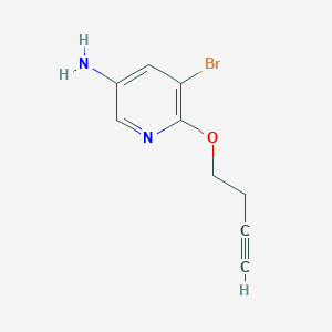 molecular formula C9H9BrN2O B13695792 5-Bromo-6-(but-3-yn-1-yloxy)pyridin-3-amine 