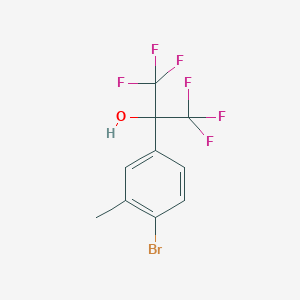 molecular formula C10H7BrF6O B13695912 2-(4-Bromo-3-methylphenyl)-1,1,1,3,3,3-hexafluoropropan-2-ol 