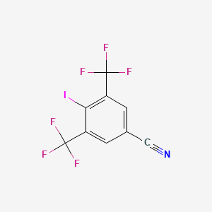 molecular formula C9H2F6IN B13695968 4-Iodo-3,5-bis(trifluoromethyl)benzonitrile 