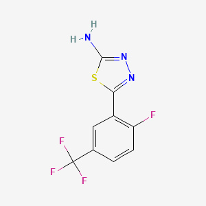 molecular formula C9H5F4N3S B13695993 5-[2-Fluoro-5-(trifluoromethyl)phenyl]-1,3,4-thiadiazol-2-amine 