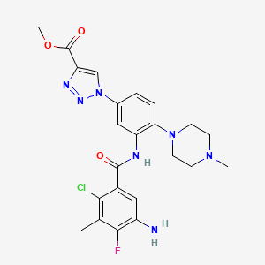 molecular formula C23H25ClFN7O3 B13696031 Methyl 1-(3-(5-amino-2-chloro-4-fluoro-3-methylbenzamido)-4-(4-methylpiperazin-1-yl)phenyl)-1H-1,2,3-triazole-4-carboxylate 