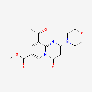 molecular formula C16H17N3O5 B13696042 Methyl 9-acetyl-2-morpholino-4-oxo-4H-pyrido[1,2-A]pyrimidine-7-carboxylate 