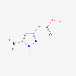 molecular formula C7H11N3O2 B13696196 Methyl 5-Amino-1-methyl-1H-pyrazole-3-acetate 