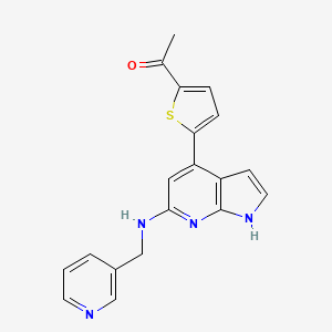 molecular formula C19H16N4OS B13696228 1-[5-[6-[(3-Pyridylmethyl)amino]-7-azaindole-4-yl]-2-thienyl]ethanone 