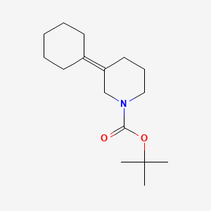 molecular formula C16H27NO2 B13696379 1-Boc-3-cyclohexylidenepiperidine 