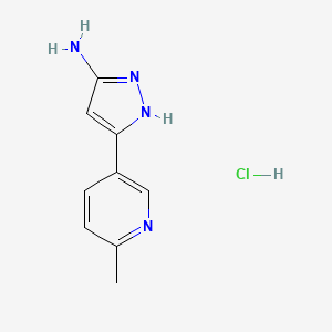 molecular formula C9H11ClN4 B13696387 3-amino-5-(6-methyl-3-pyridyl)pyrazole Hydrochloride 