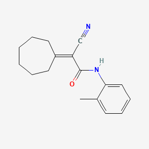 molecular formula C17H20N2O B13696394 2-cyano-2-cycloheptylidene-N-(2-methylphenyl)acetamide 