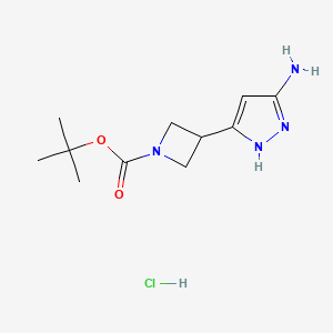 molecular formula C11H19ClN4O2 B13696573 3-Amino-5-(1-Boc-3-azetidinyl)pyrazole Hydrochloride 