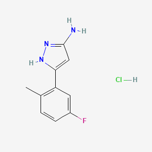 molecular formula C10H11ClFN3 B13696677 3-Amino-5-(5-fluoro-2-methylphenyl)pyrazole Hydrochloride 