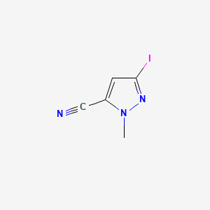 molecular formula C5H4IN3 B13696848 3-Iodo-1-methylpyrazole-5-carbonitrile 