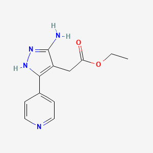 molecular formula C12H14N4O2 B13697062 Ethyl 2-[3-Amino-5-(4-pyridyl)-4-pyrazolyl]acetate 