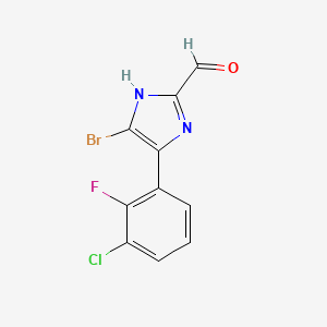 molecular formula C10H5BrClFN2O B13697226 5-Bromo-4-(3-chloro-2-fluorophenyl)imidazole-2-carbaldehyde 