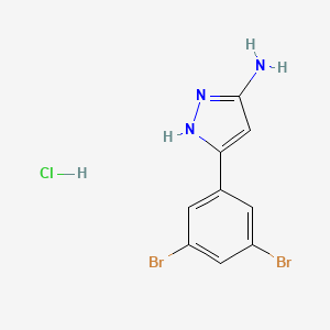 molecular formula C9H8Br2ClN3 B13697288 3-Amino-5-(3,5-dibromophenyl)pyrazole Hydrochloride 