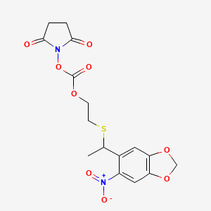 molecular formula C16H16N2O9S B13697312 2,5-Dioxo-1-pyrrolidinyl [2-[[1-(6-Nitrobenzo[d][1,3]dioxol-5-yl)ethyl]thio]ethyl] Carbonate 