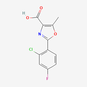 molecular formula C11H7ClFNO3 B13697324 2-(2-Chloro-4-fluorophenyl)-5-methyloxazole-4-carboxylic Acid 