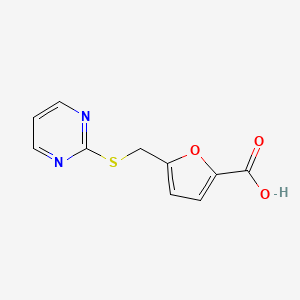 molecular formula C10H8N2O3S B1369758 5-[(2-Pyrimidinylthio)methyl]-2-furoic acid CAS No. 915920-50-2
